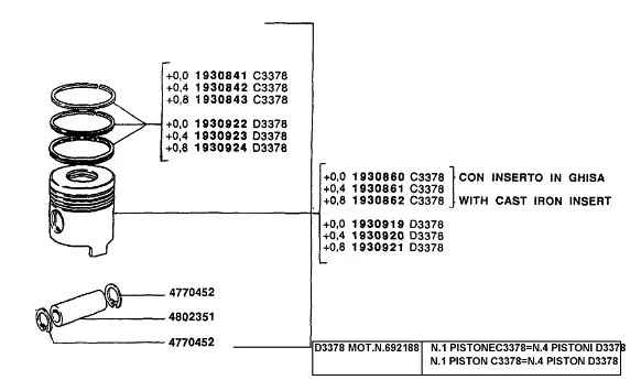 1930922 - Набор колец поршн. ДВС тракторы Fiat до 04г.в.